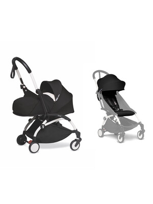 Babyzen YOYO2 Stroller White Frame with Black Newborn Pack & FREE 6+ Color Pack